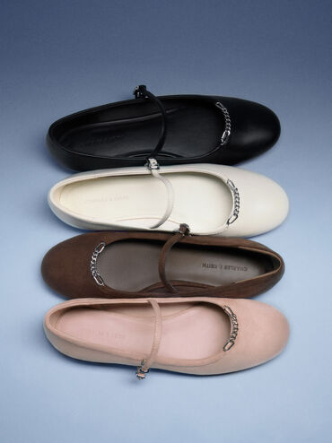Shila Chain Mary Jane Flats, Chalk, hi-res