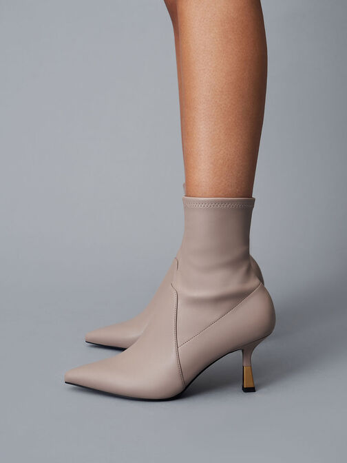 Kitten Heel Ankle Boots, Taupe, hi-res