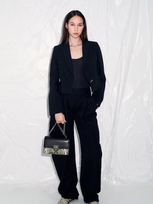 Ebba Snake Print Chain-Strap Bag, Multi, hi-res