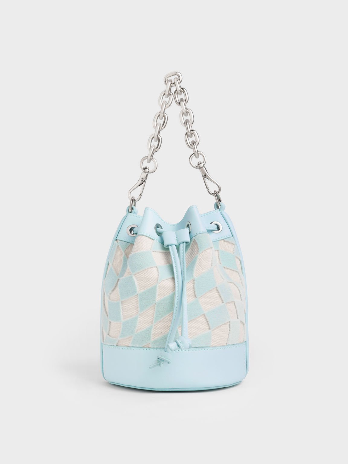 Zetta Checkered Bucket Bag, Light Blue, hi-res