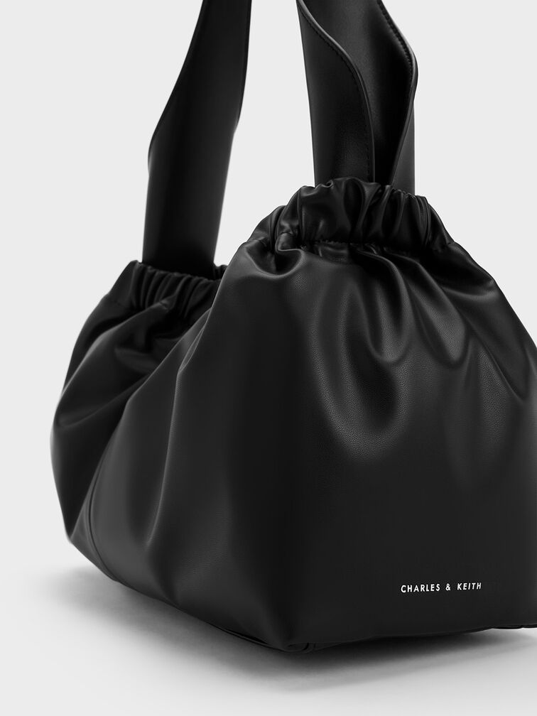 Large Ally Ruched Slouchy Bag, Noir, hi-res