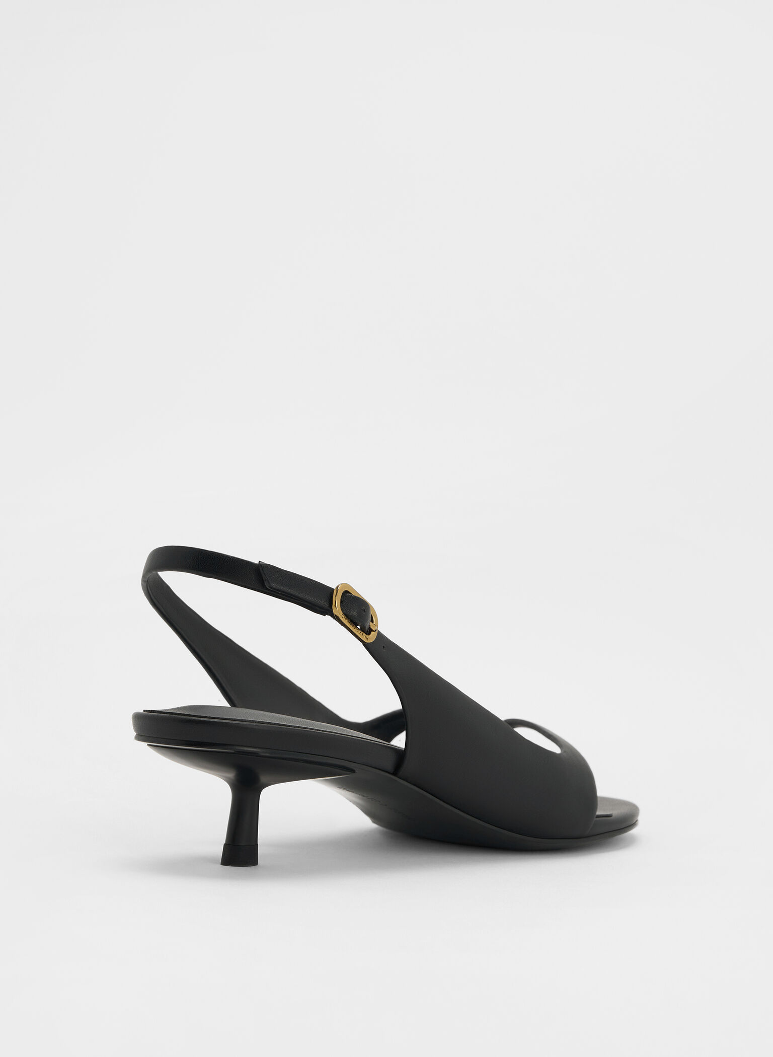 Rayne Square-Toe Kitten-Heel Thong Slingback Sandals, Black, hi-res