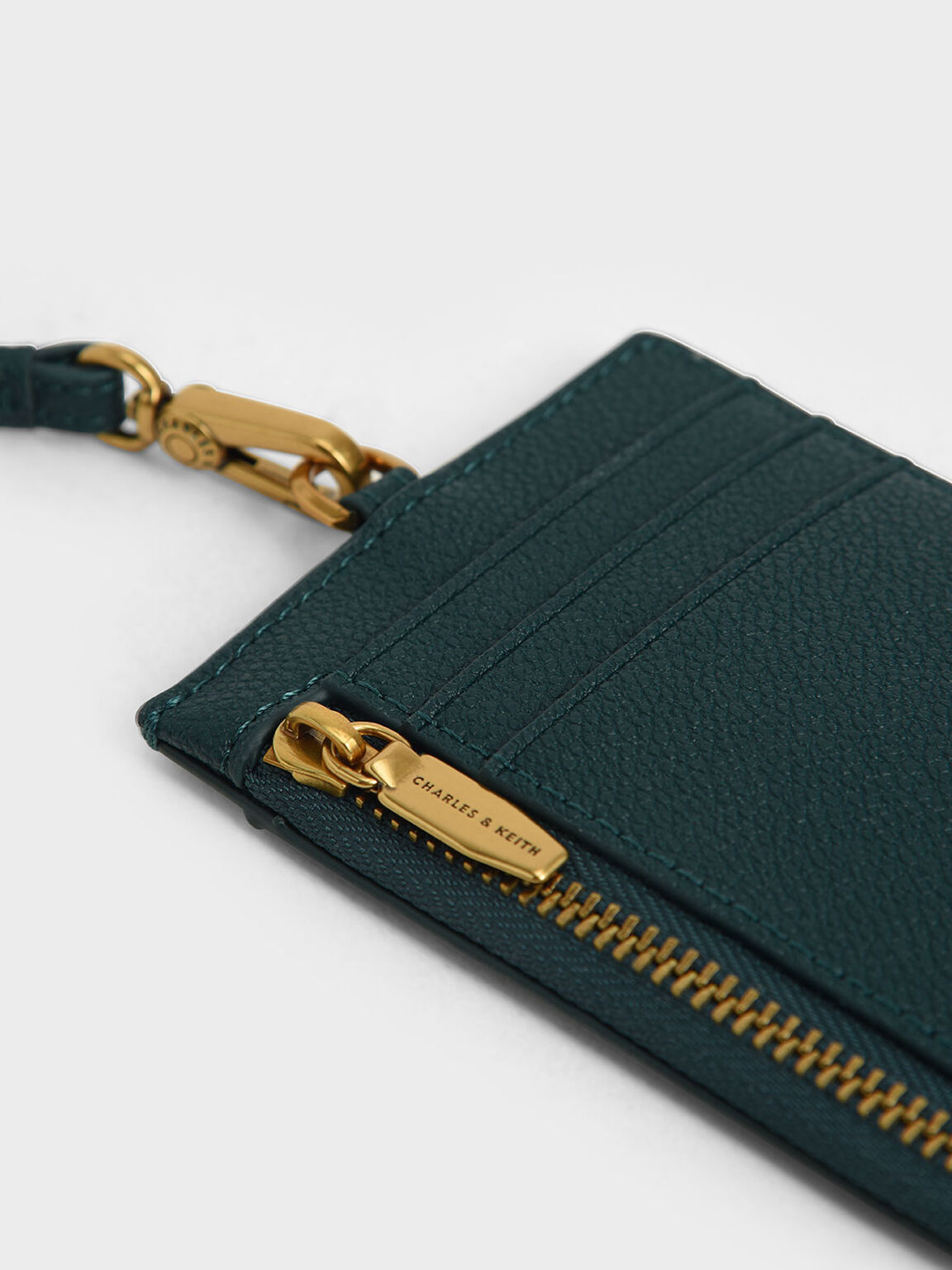Side Zip Card Holder, Green, hi-res