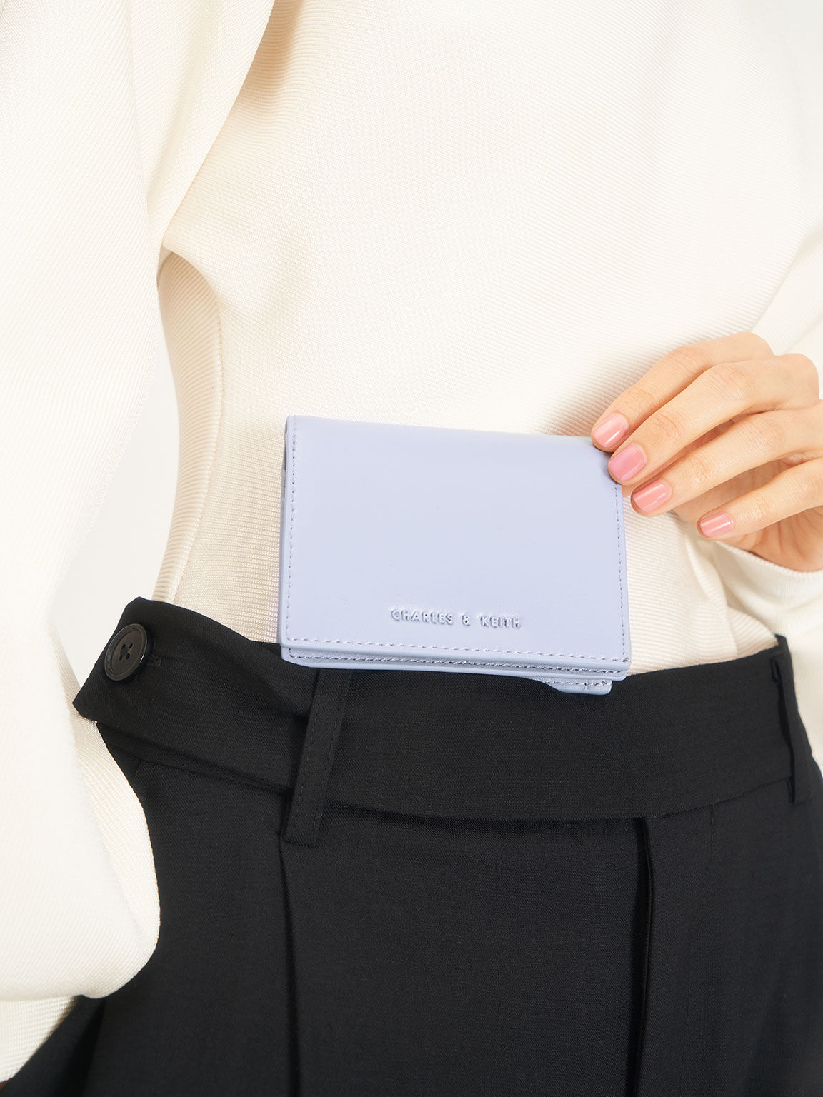 Snap Button Mini Short Wallet, Light Blue, hi-res