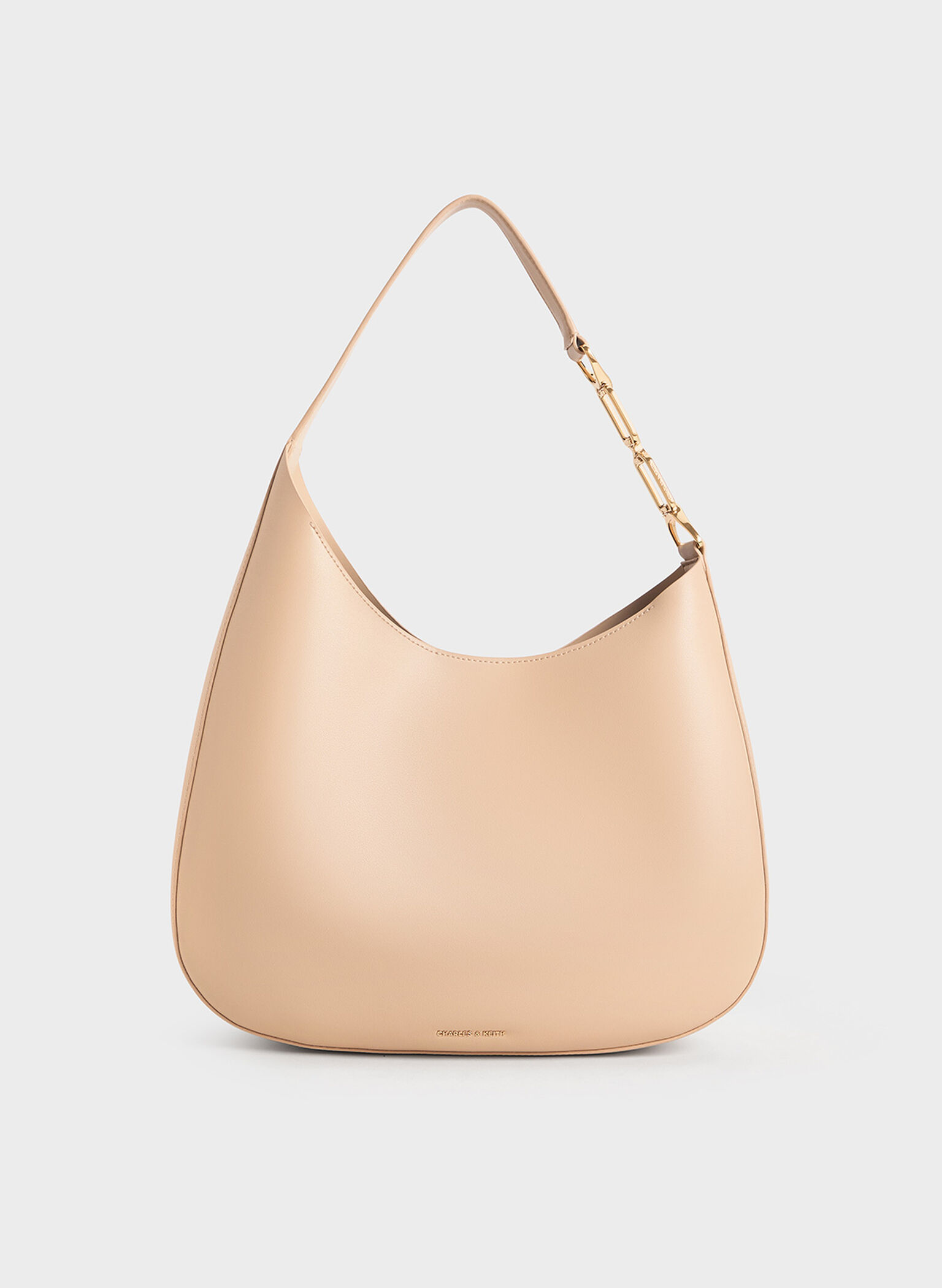 Bolso hobo holgado Agatha con cadena, Beige, hi-res