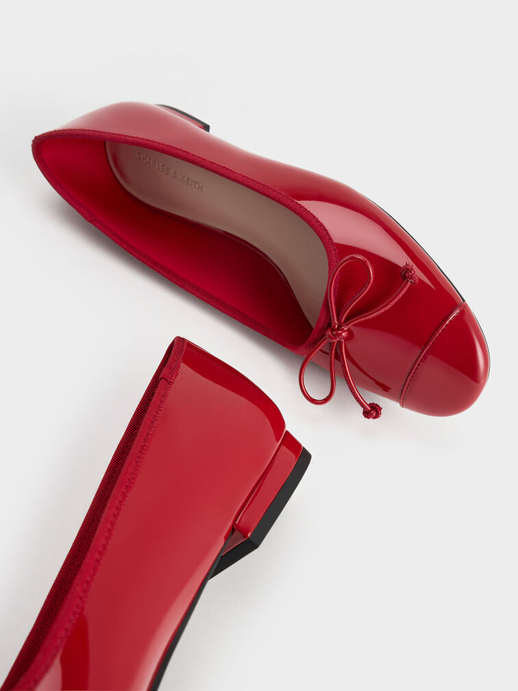 Bow Ballet Flats, Red, hi-res