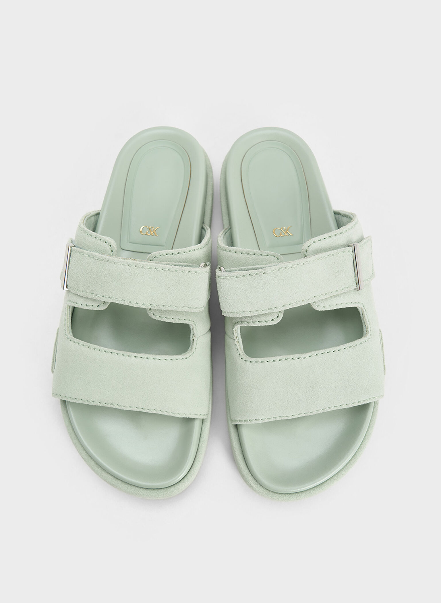 Kori Suede Slide Sandals, Mint Green, hi-res