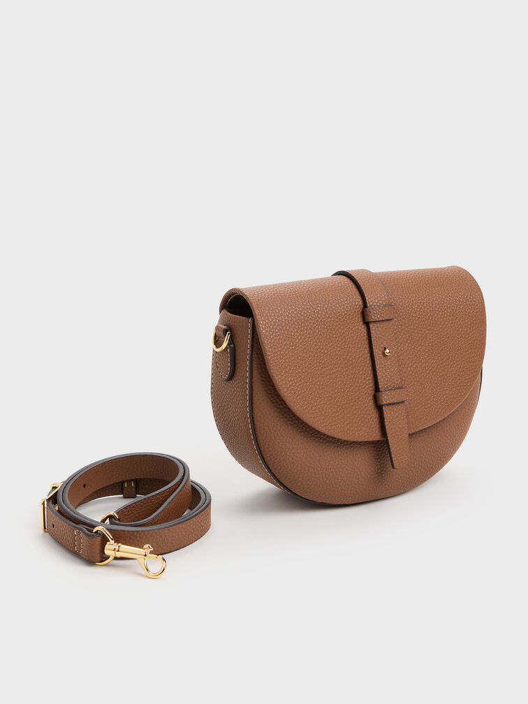 베릴 벨티드 새들 백, 초콜릿, hi-res