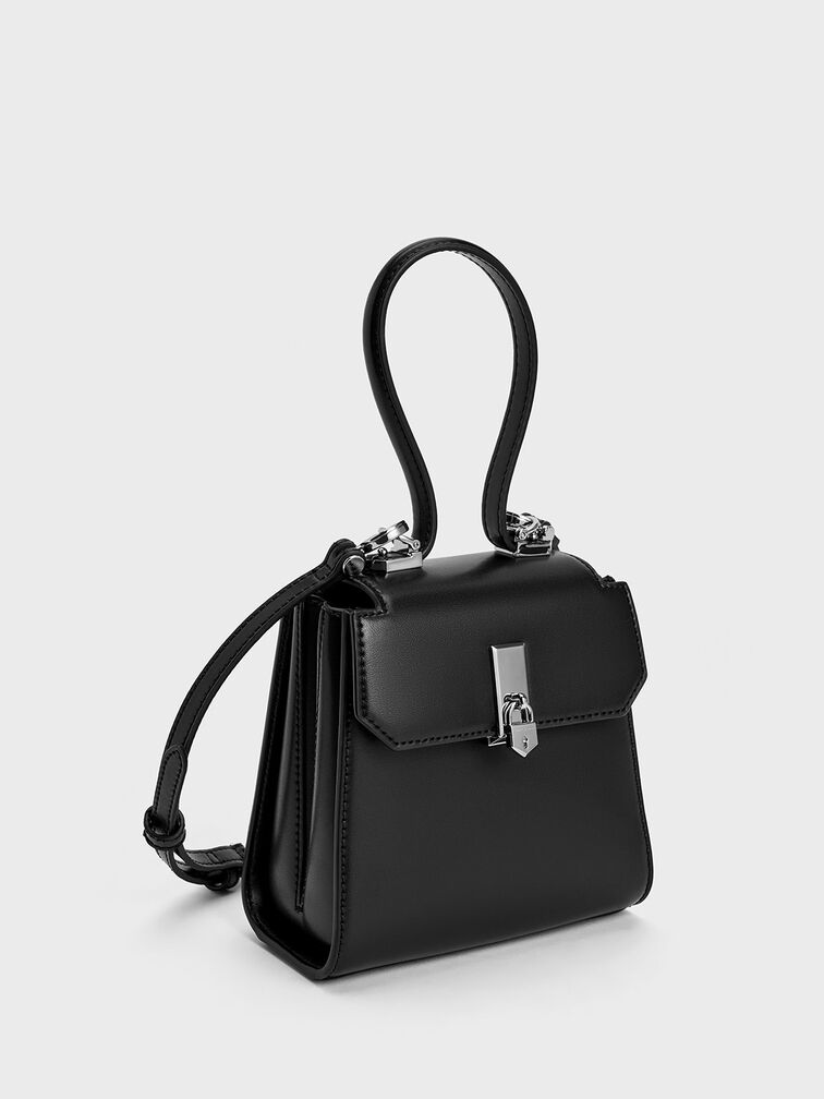 Locket Chain-Link Trapeze Bag, Noir, hi-res