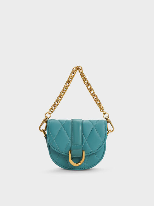 Micro Gabine Quilted Saddle Bag, Teal, hi-res