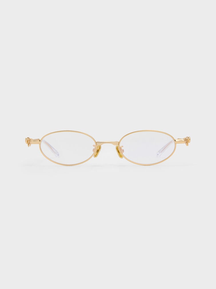Paige Bow Crystal Clear Sunglasses, Brush Gold, hi-res