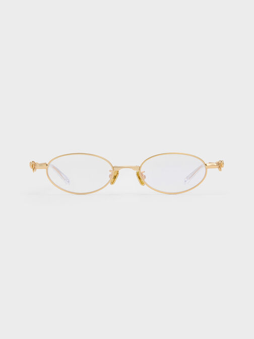 Paige Bow Crystal Clear Sunglasses, Brush Gold, hi-res