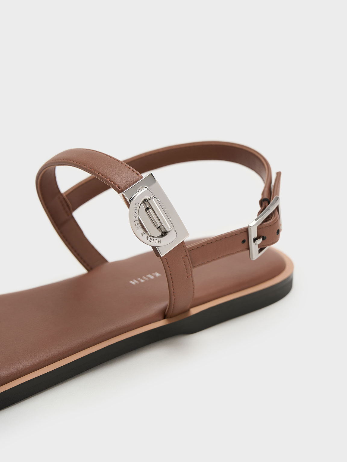Double Metallic Buckle Sandals Brown
