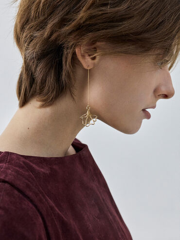 Boucles d'oreilles pendantes fleurs Fernley, Or, hi-res