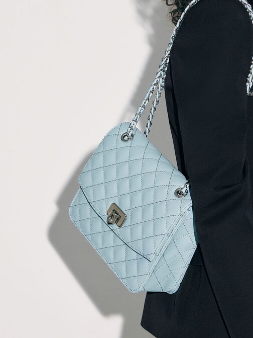 Cressida Quilted Chain Strap Bag, Slate Blue, hi-res