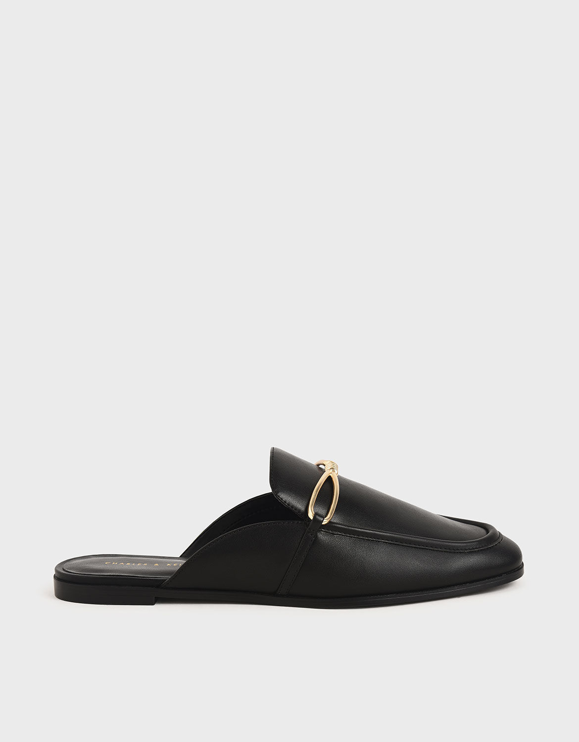 Black Metallic Accent Loafer Mules 