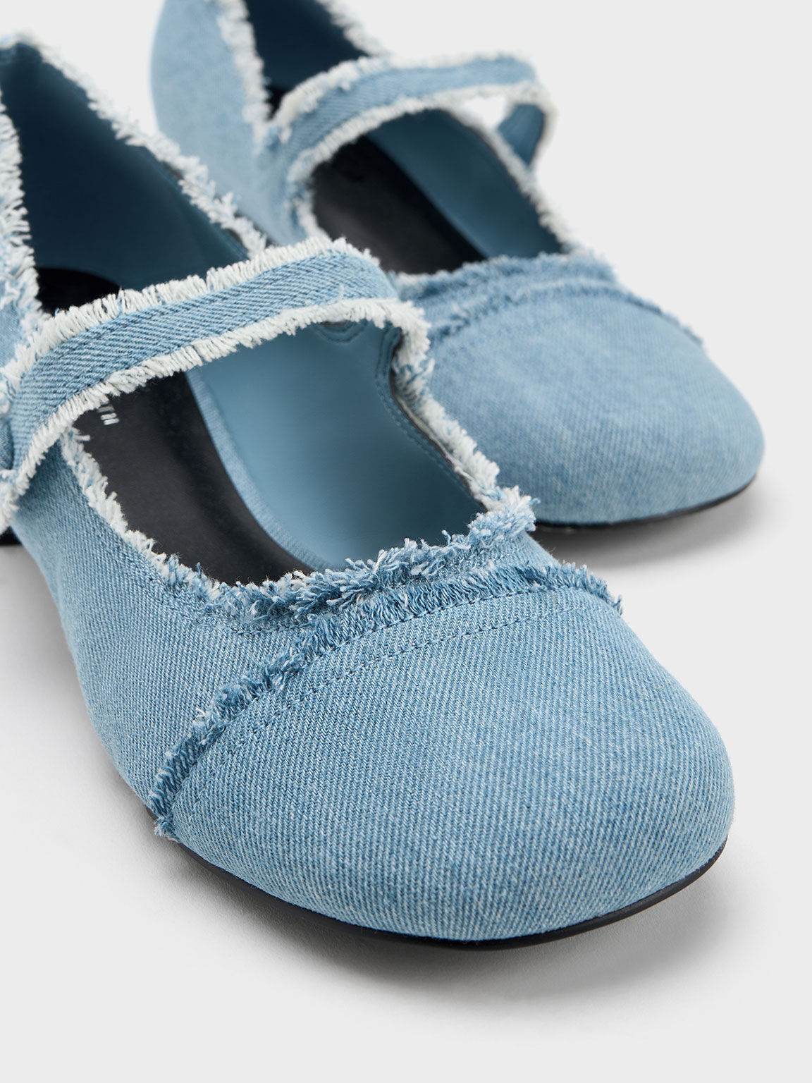 Denim Block Heel Mary Janes, Light Blue, hi-res