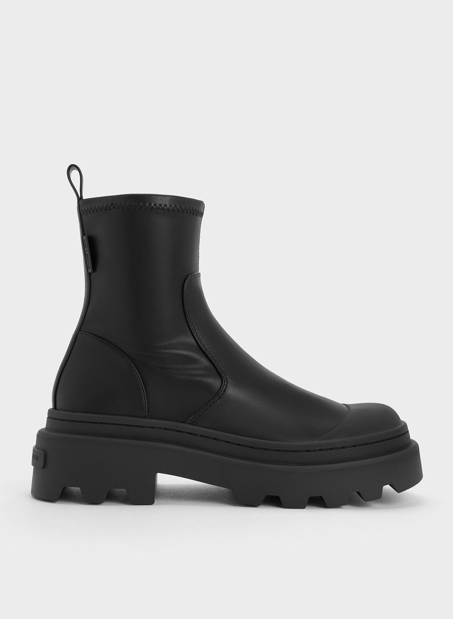 Indra Chunky Ridged-Sole Ankle Boots, Black, hi-res