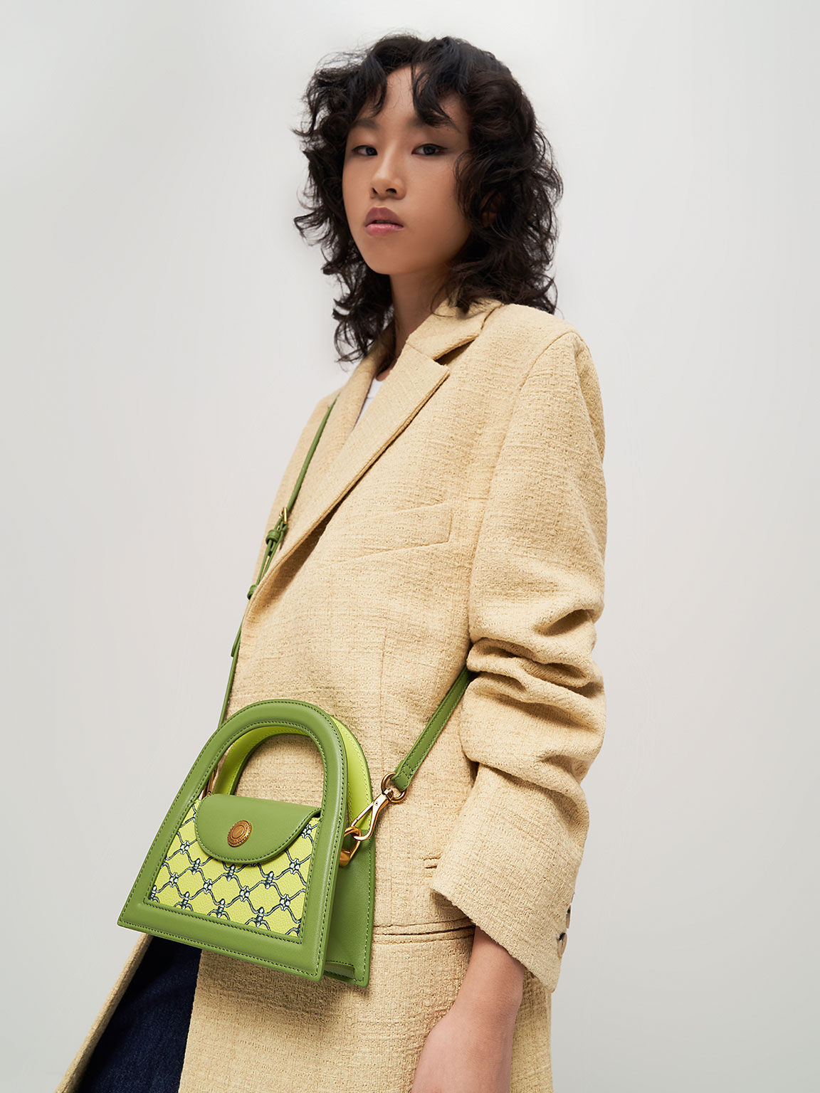 Lime Este Printed Trapeze Bag - CHARLES & KEITH International