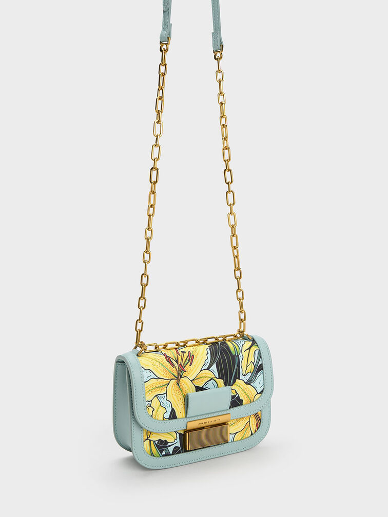 Charlot Botanical Print Bag, Blue, hi-res