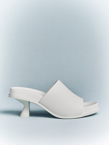 Clio Slant Heel Mules, White, hi-res