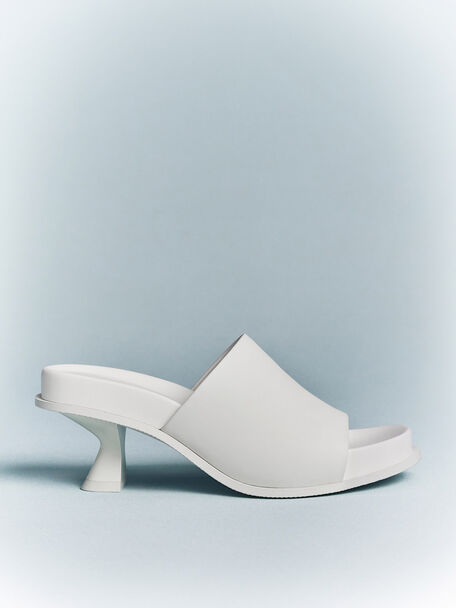 Clio Slant Heel Mules, White, hi-res