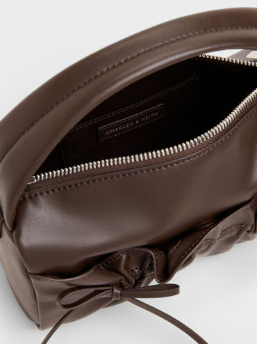 Bolso de Mano Reese Fruncido con Lazos, Espresso Brown, hi-res