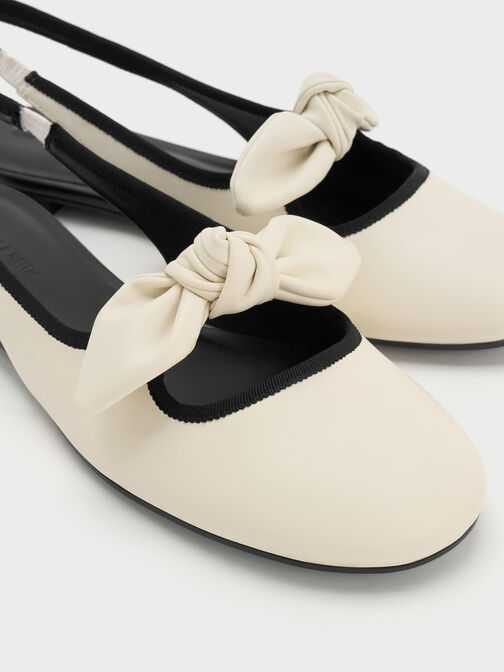 Knotted Bow Slingback Flats, Chalk, hi-res