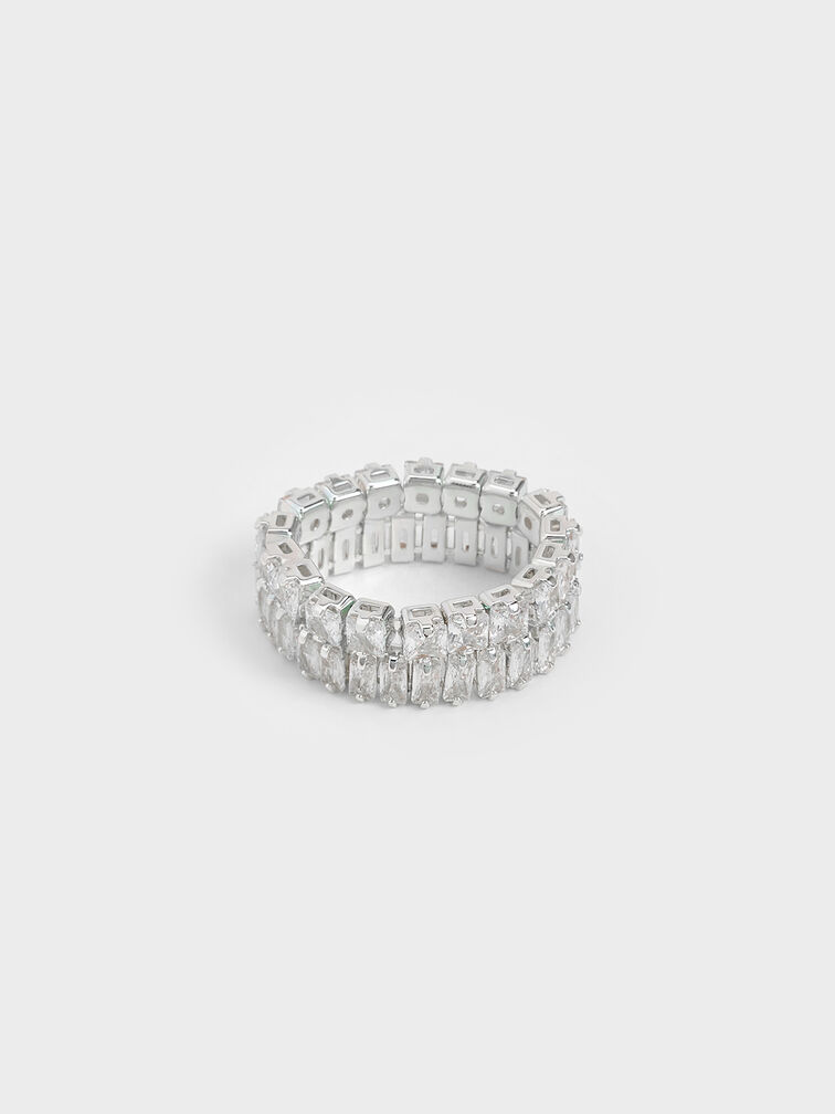 Crystal Double-Row Eternity Ring, Silver, hi-res