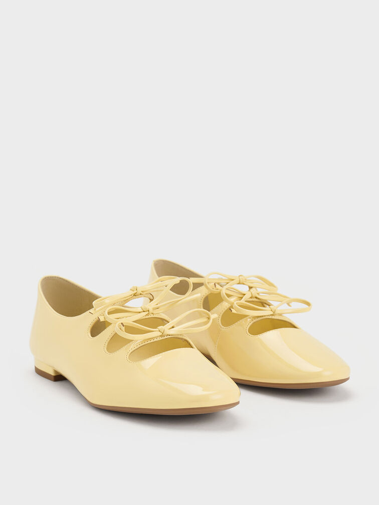 Dorri Patent Triple-Bow Ballet Flats, Butter, hi-res