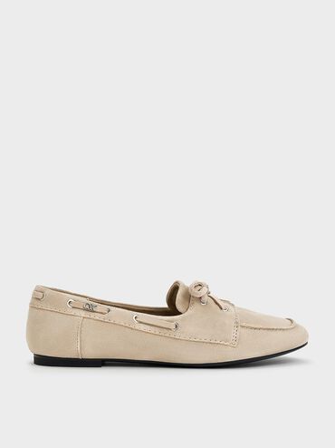 Kori Suede Boat Shoes, Beige, hi-res