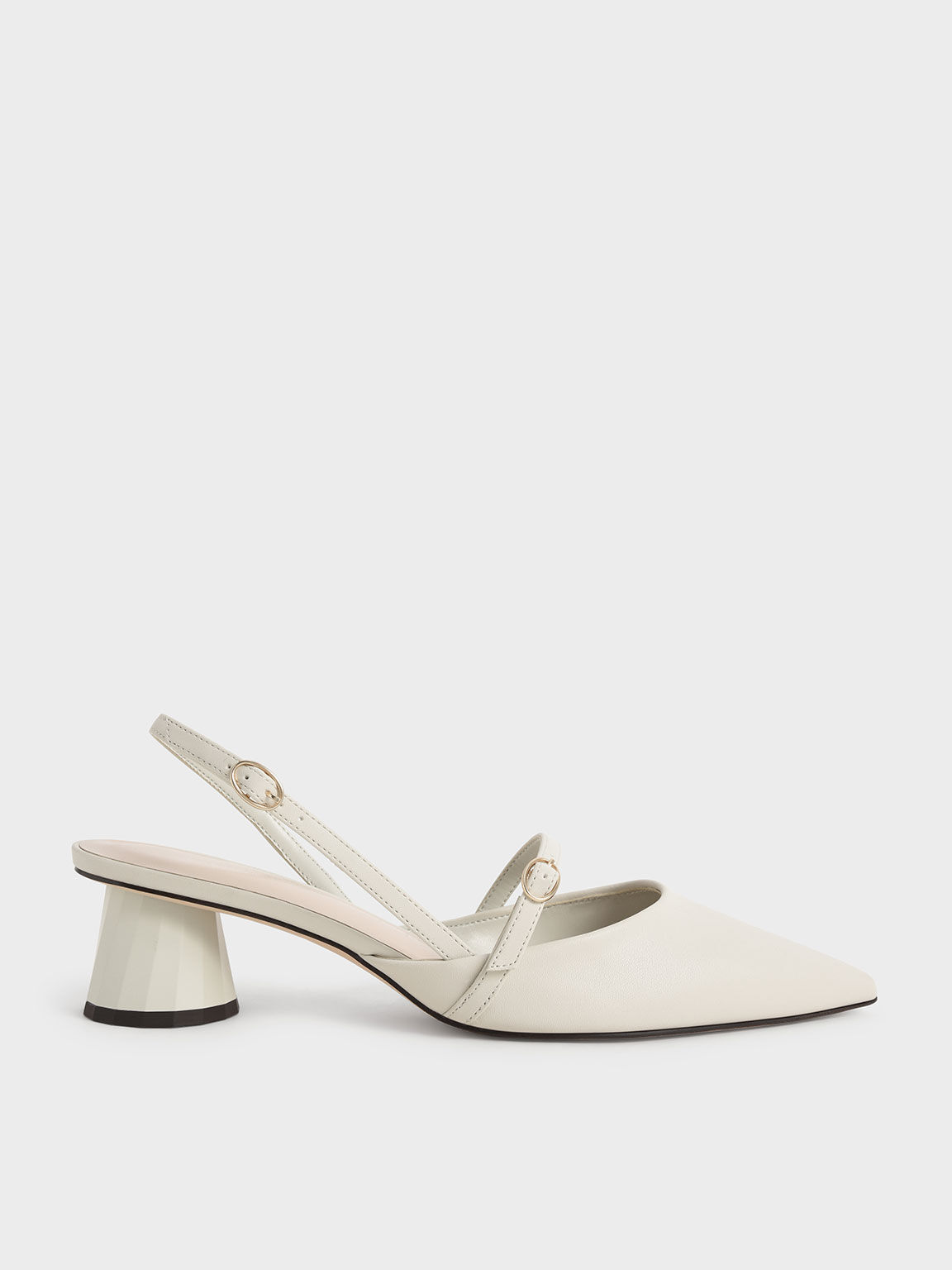 Cone Heel Slingback Pumps, Chalk, hi-res