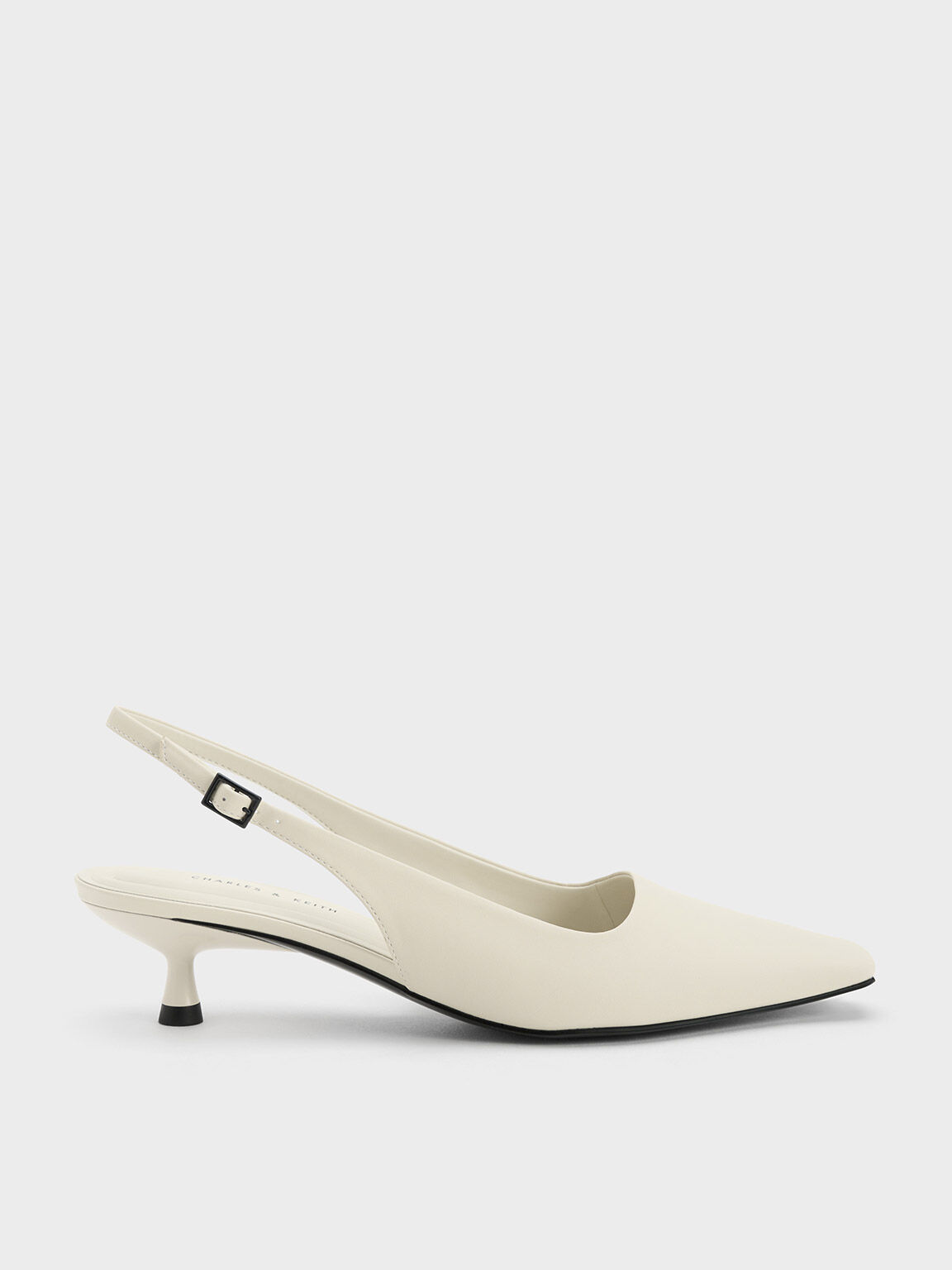 Prestigio Delgado Lágrimas Zapatos de Tacón Destalonados Vita con Punta Cuadrada - Blanco Tiza -  CHARLES & KEITH US