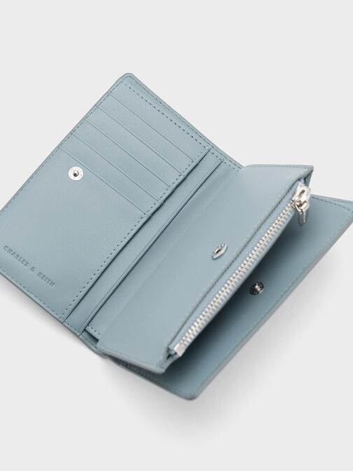 Top-Zip Long Wallet, Slate Blue, hi-res