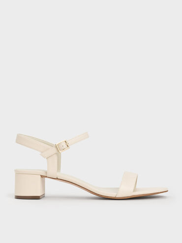 Block Heel Ankle-Strap Sandals, White, hi-res