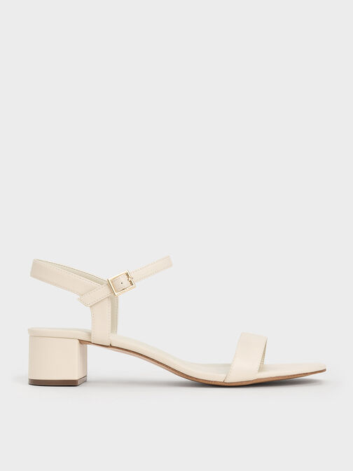 Block Heel Ankle-Strap Sandals, White, hi-res