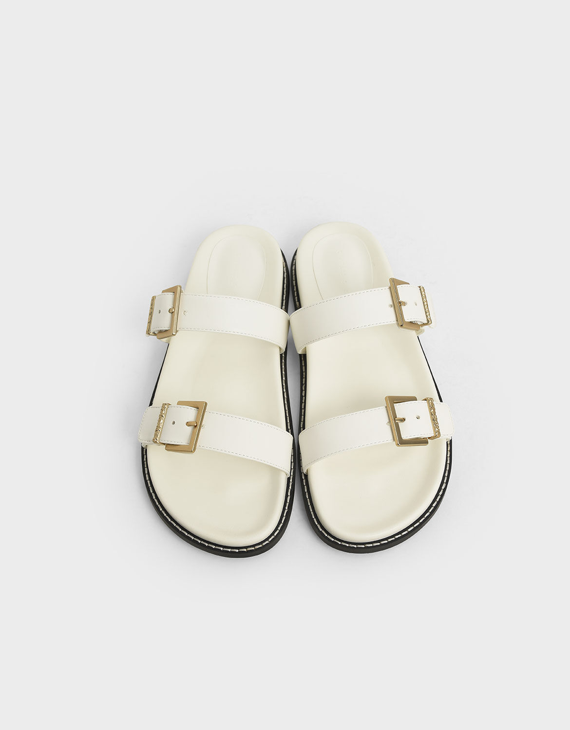 white sandals double strap