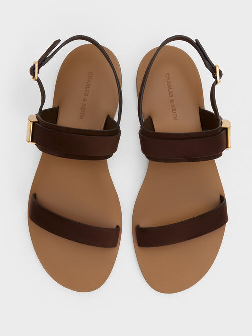 Sandalias Yvette de doble tira, Marrón oscuro, hi-res