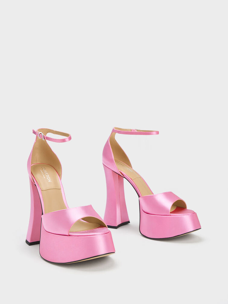 Michelle 環保材質厚底粗跟鞋, 粉紅色, hi-res