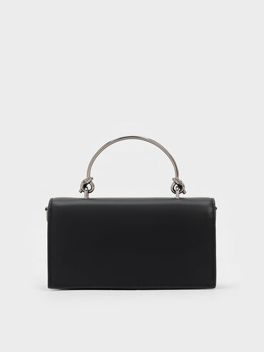 Cartera larga con asa escultural, Noir, hi-res