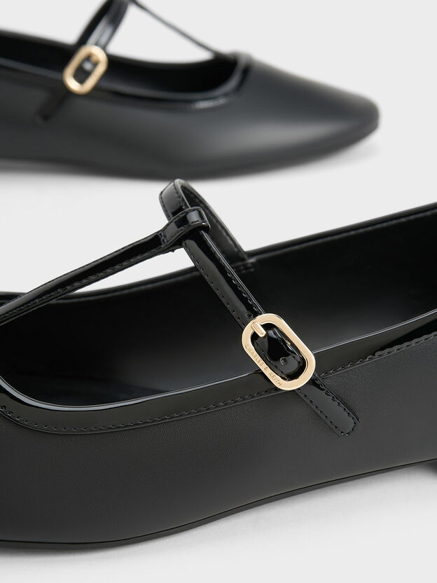 T-Bar Mary Jane Flats, Black, hi-res