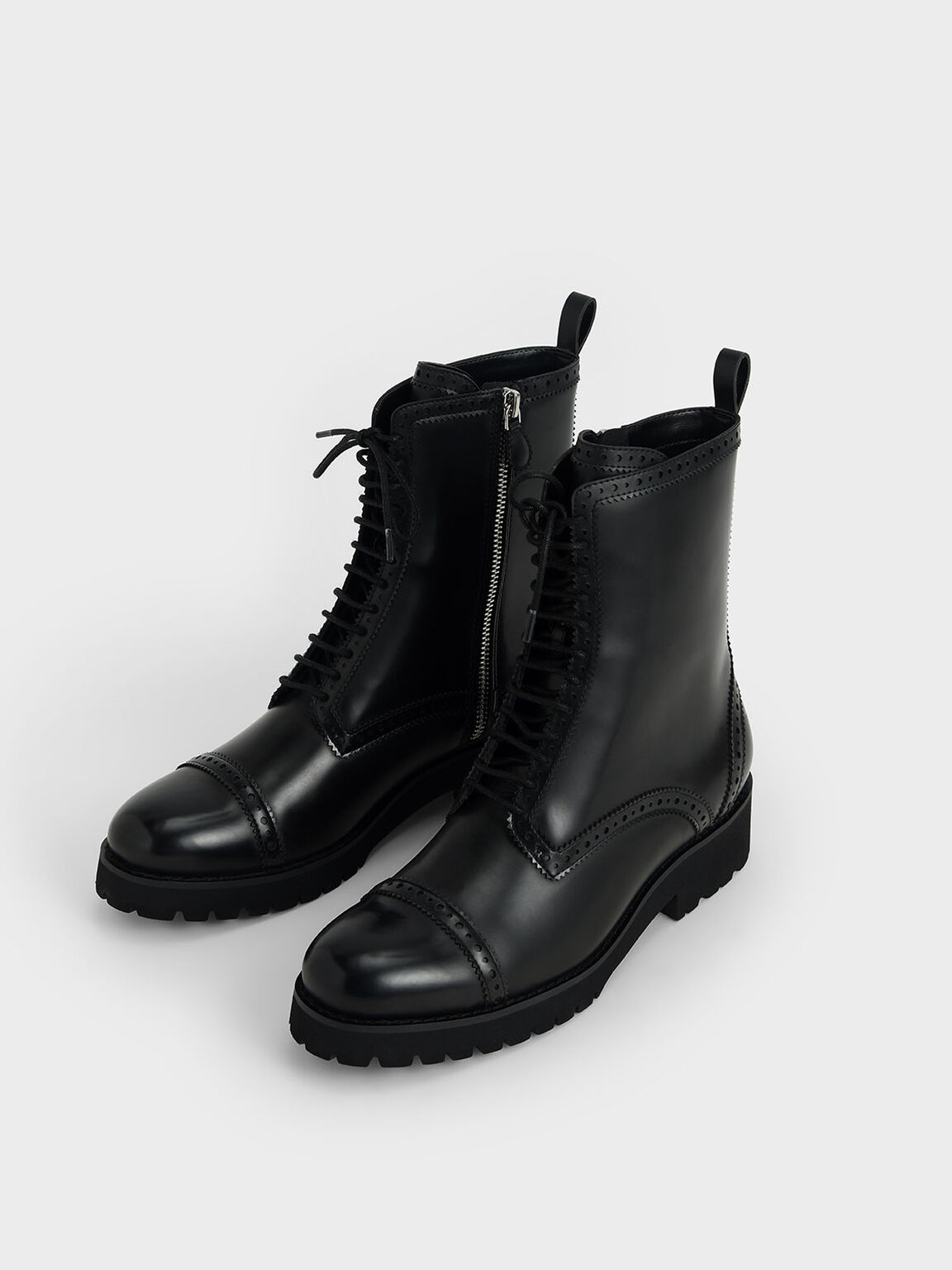 Brogue Ankle Boots, Black, hi-res
