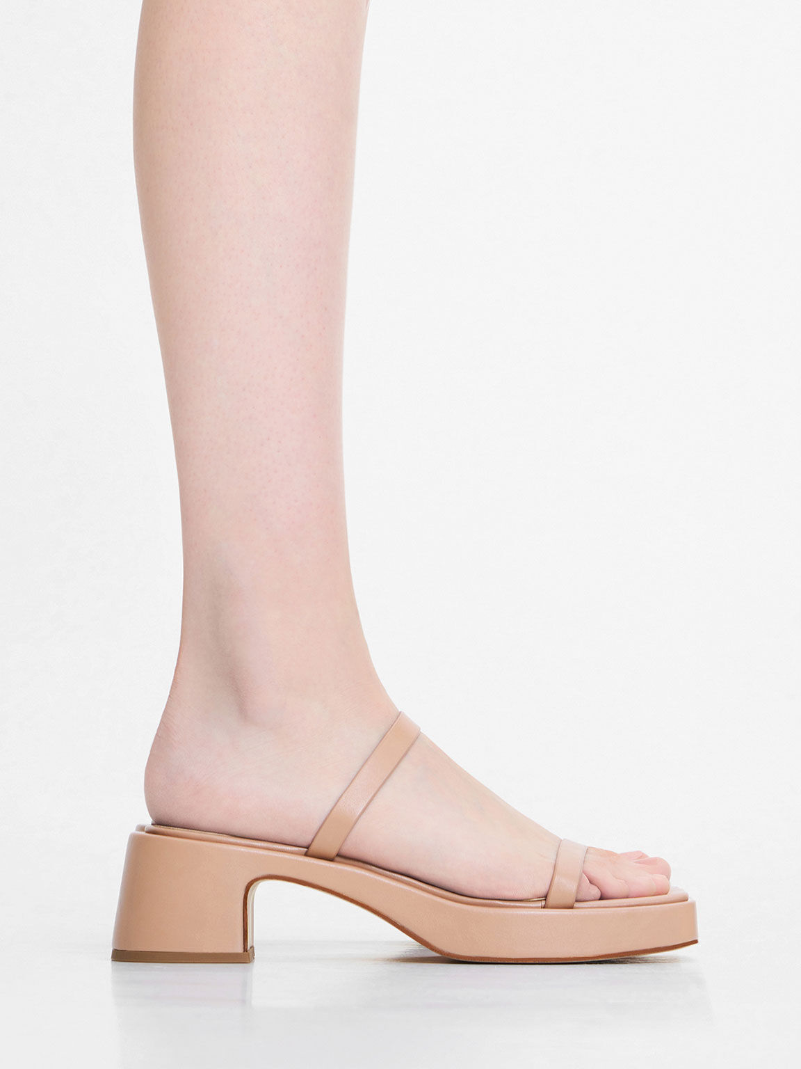 Square Toe Platform Sandals Nude