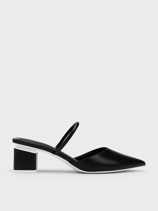 Block Heel Mules, Black, hi-res