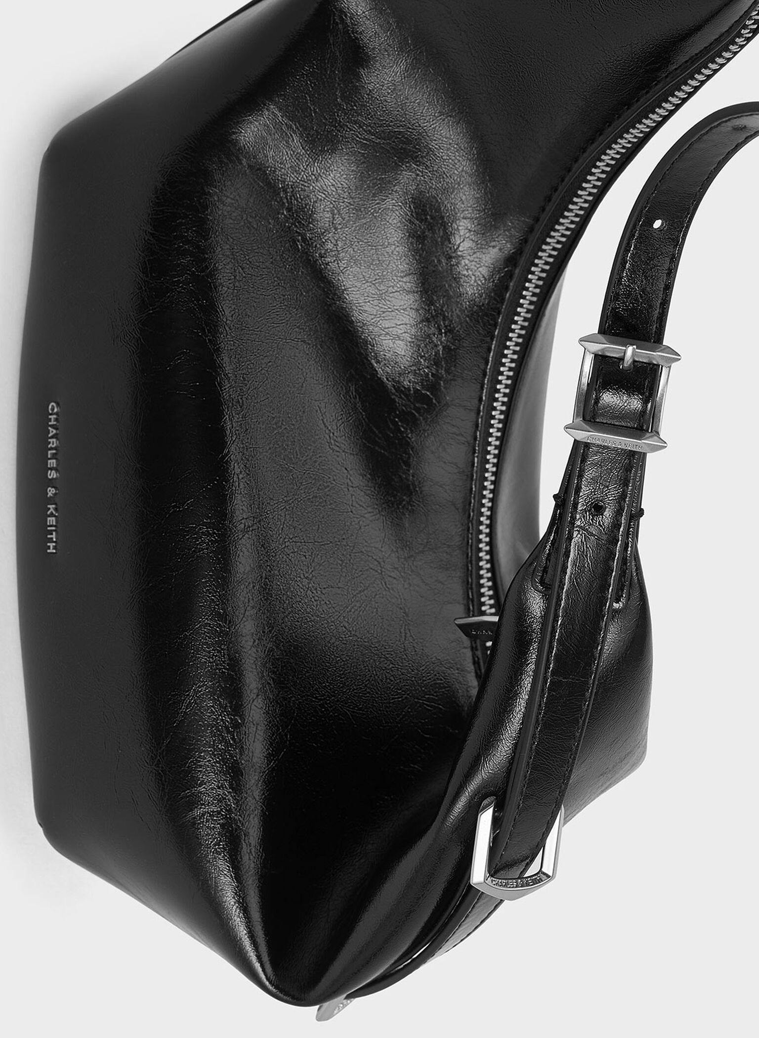 Bryna Curved Hobo Bag, Noir, hi-res