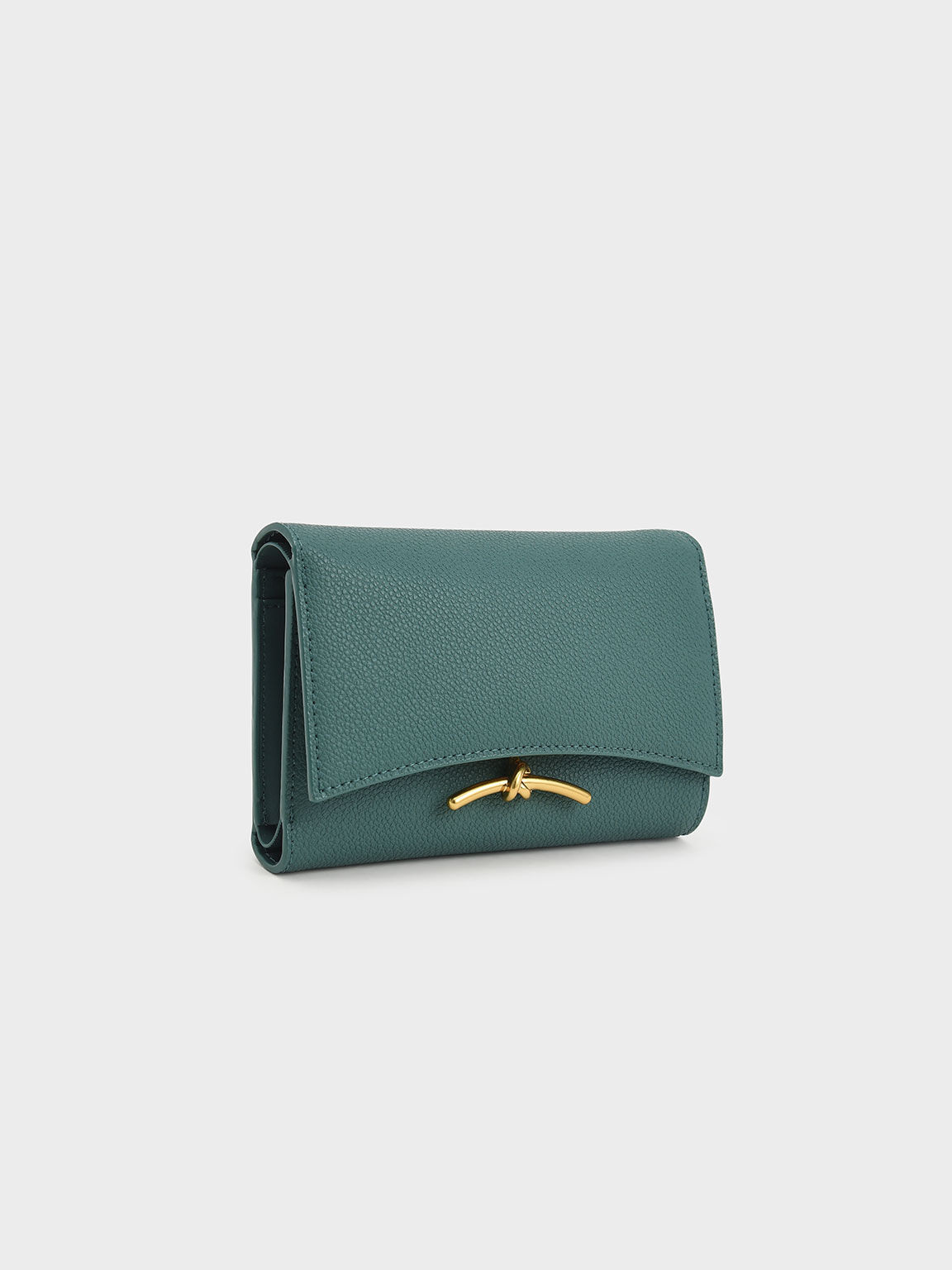 Teal Huxley Metallic-Accent Front Flap Wallet - CHARLES & KEITH US