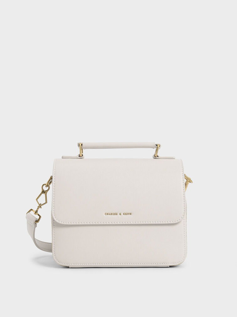 Ivory Front Flap Top Handle Crossbody Bag - CHARLES & KEITH US