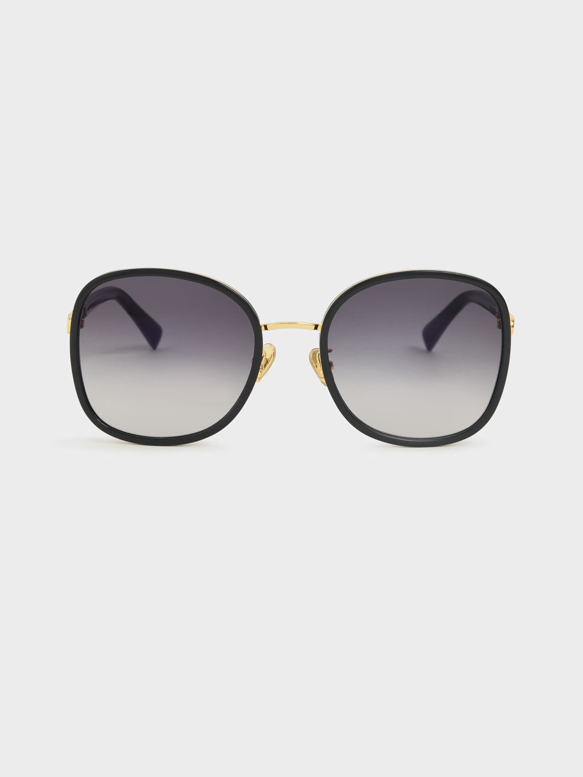 Braided Temple Butterfly Sunglasses, Black, hi-res