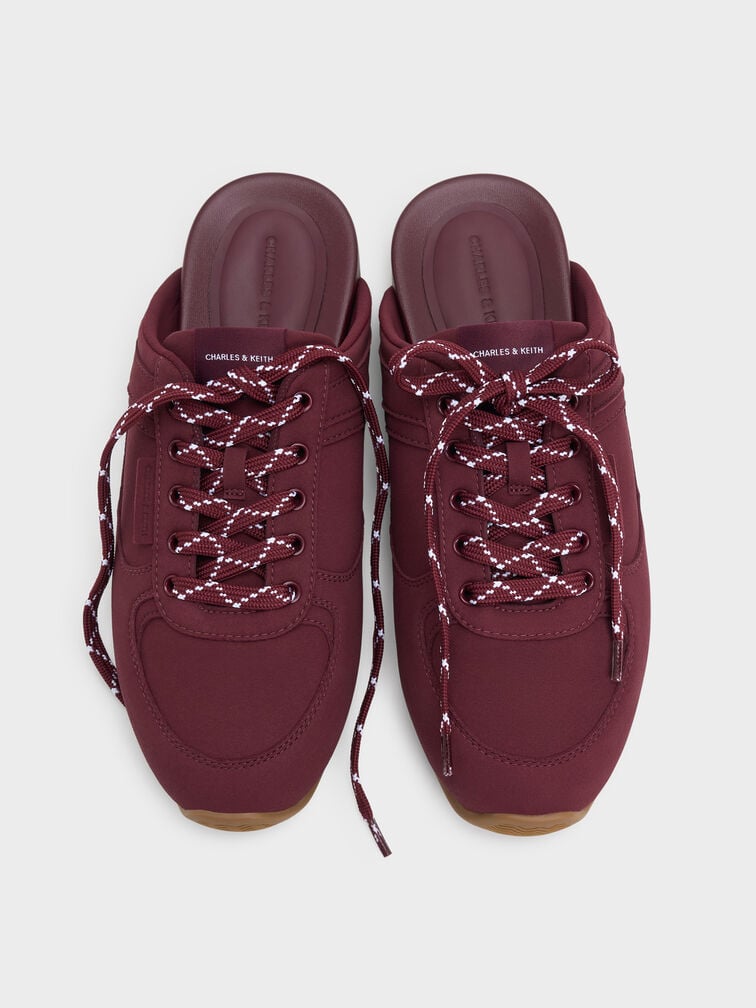 Lace-Up Slip-On Sneakers, Burgundy, hi-res