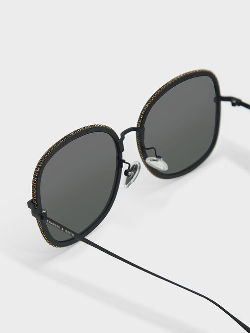 Embellished Sunglasses, Black, hi-res